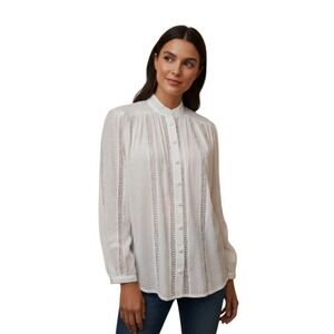 Zimmermann White Cotton Lace Trimmed Eyelet Blouse Size 0‎ Cottagecore Boho